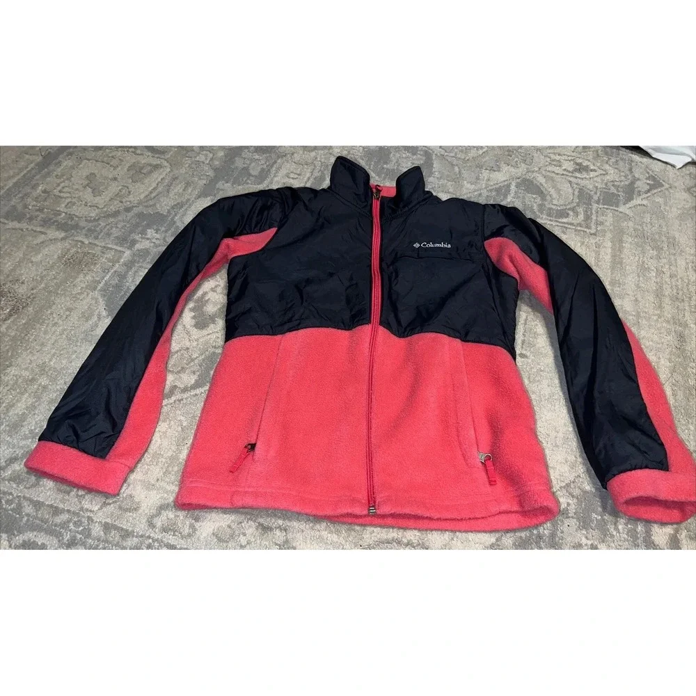 Columbia‎ Fleece Pink Black Jacket Youth Girls Medium 10-12